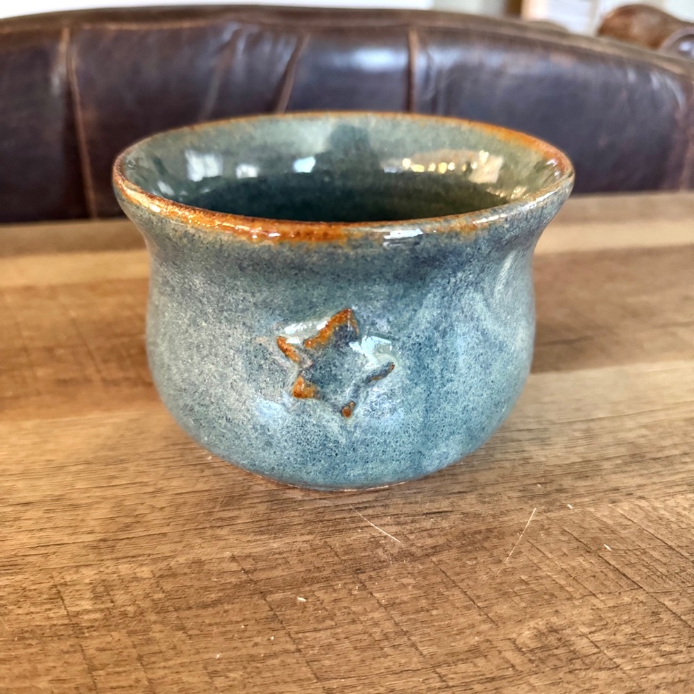 Handmade Planter with Star Stoneware Ceramic Pot Artisan Art Made